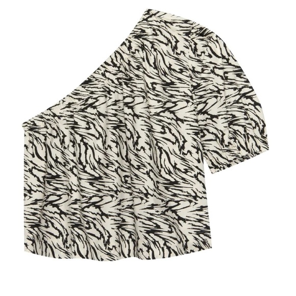 NWT RAILS Jayla One Shoulder Crop Top in Ivory Marbled Tiger Print Size XS - Picture 5 of 11